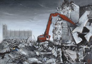SOOKI, Abriss des DDR-Außenministeriums, 50 x 70 cm, Öl/ Lwd., 1995